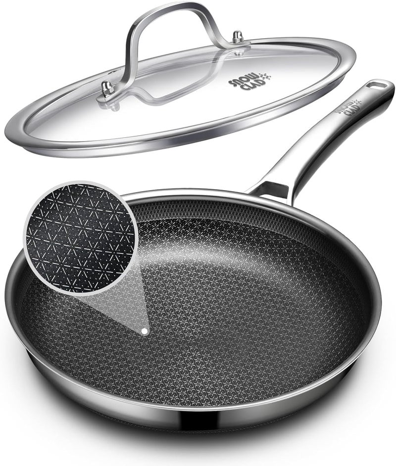 OATOFP Non Stick Frying Pans 12 inch, Hybrid Frying Skillets Nonstick with Lid,non stick Stainless Steel Pans, Dishwasher and Oven-Safe Chef Pan, Induction Compatible Cooking Pan, PFOA Free Cookware - Image 1